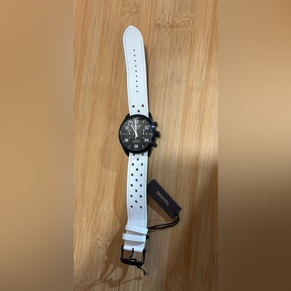 Tom Ford N002 Automatic Watch With 43mm Black Face & White Leather Band - Picture 5 of 9